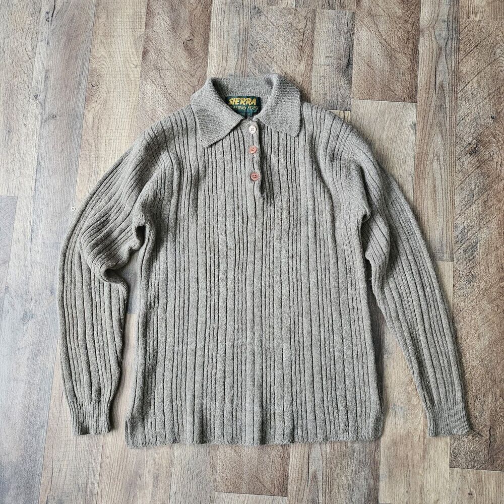 Vintage Sierra Trading Post wool-blend collared sweater, men's small